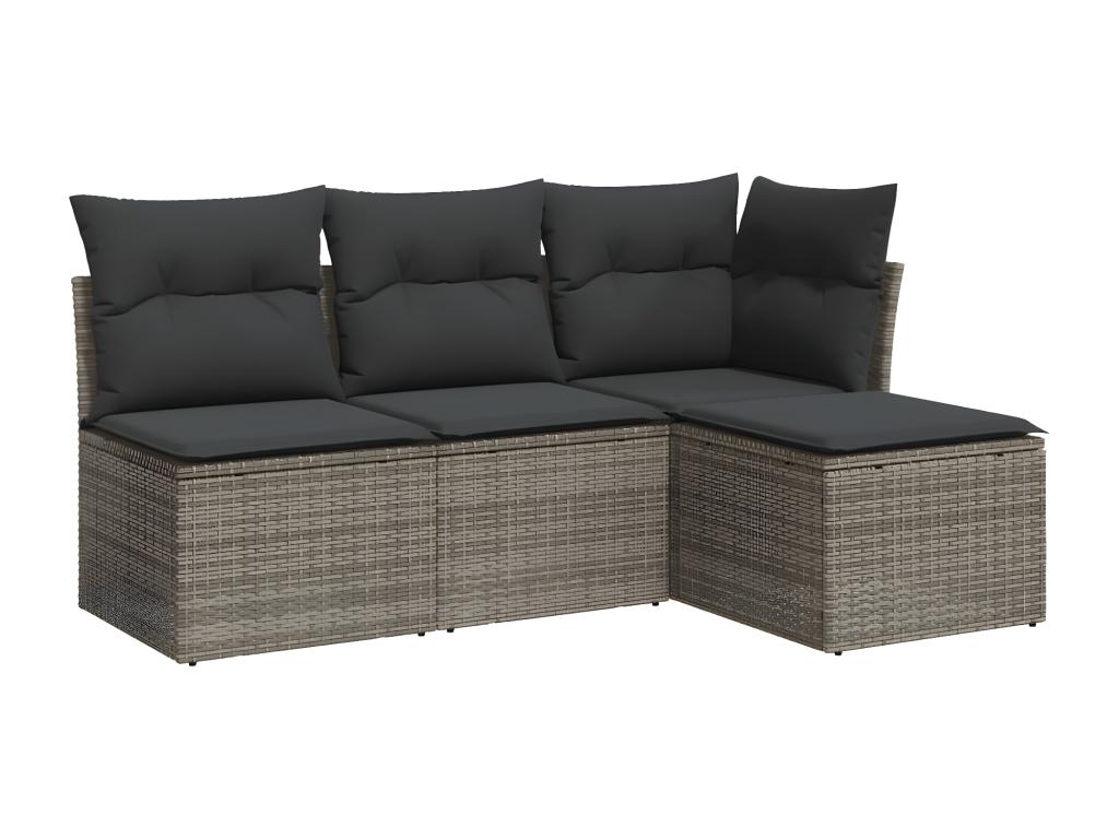 Set di mobili da esterno in vimini intrecciato in resina grigia - dlz1766569424626