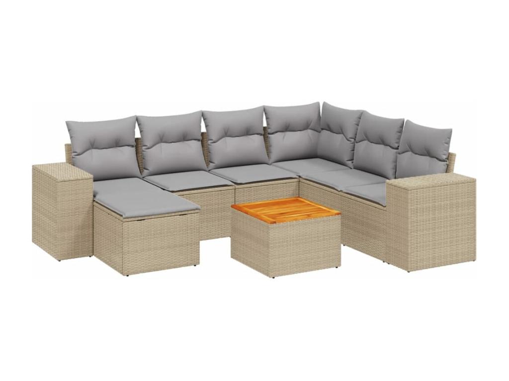 Set di mobili da esterno in vimini intrecciato in resina beige - dlz1766568919457