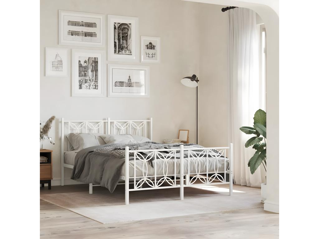 Struttura letto in metallo bianco, 140 x 190 cm