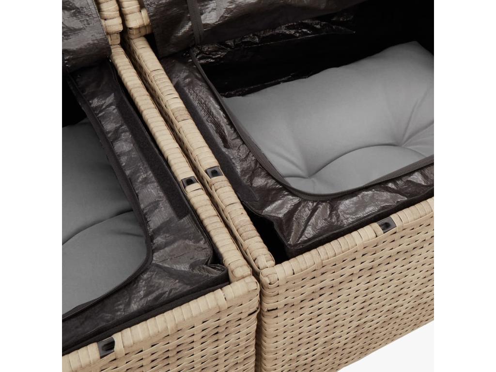 Set di mobili da esterno in vimini intrecciato in resina beige - dlz1766569100187