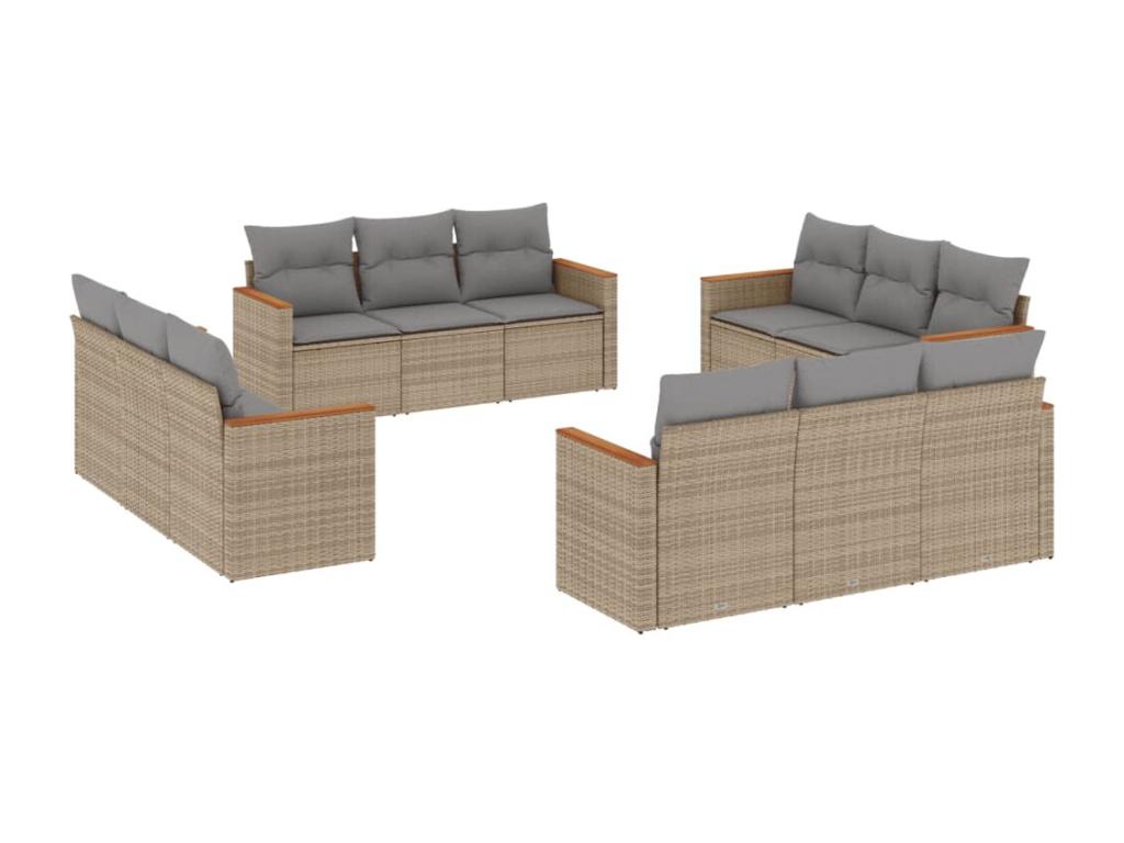 Set di mobili da esterno in vimini intrecciato in resina beige - dlz1766569401010