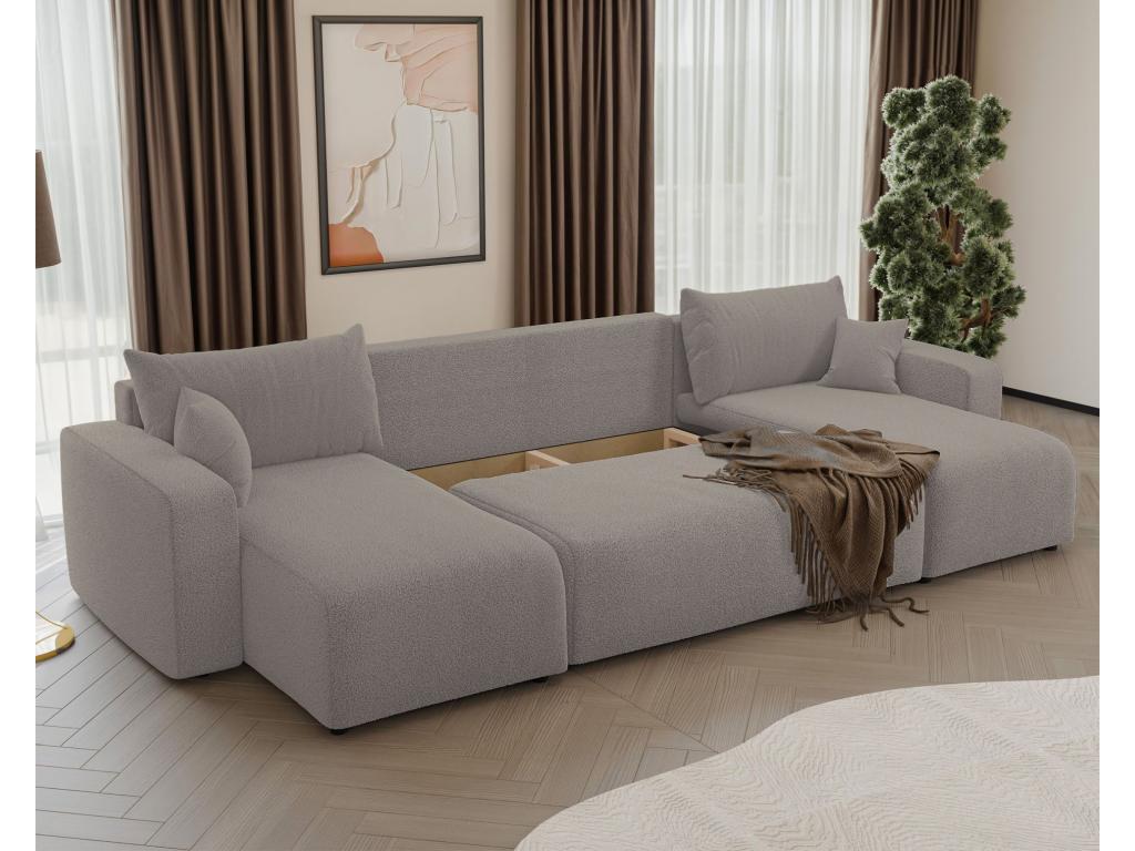 Divano letto in tessuto bouclé marrone