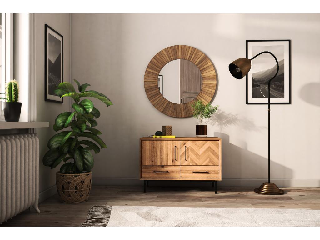 Cassettiera in legno massello naturale