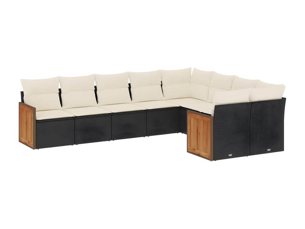 Set di mobili da esterno in vimini intrecciato in resina nera - dlz1766569369391