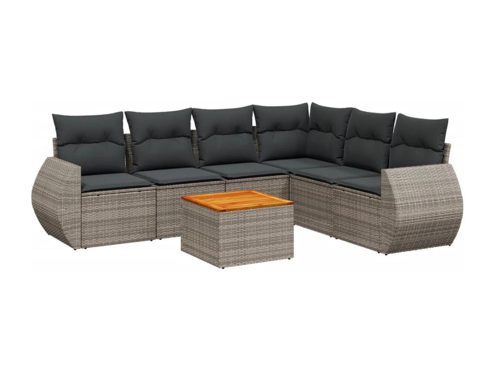 Set di mobili da esterno in vimini intrecciato in resina grigia - dlz1766568906108