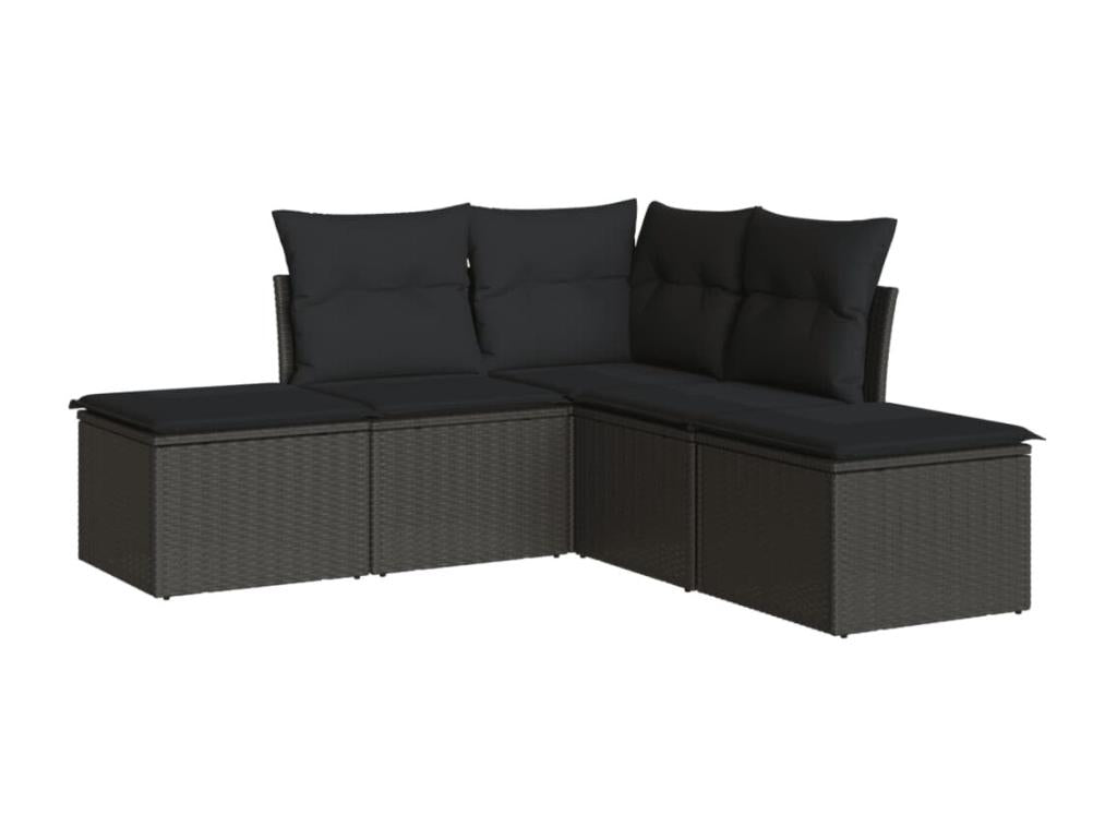 Set di mobili da esterno in vimini intrecciato in resina nera - dlz1766569353323