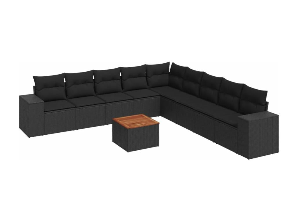 Set di mobili da esterno in vimini intrecciato in resina nera - dlz1766568831013