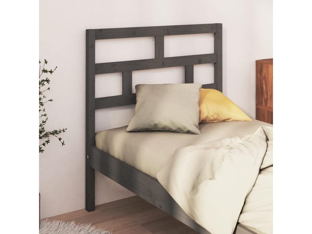 Letto in legno massello grigio, 106 x 4 x 100 cm