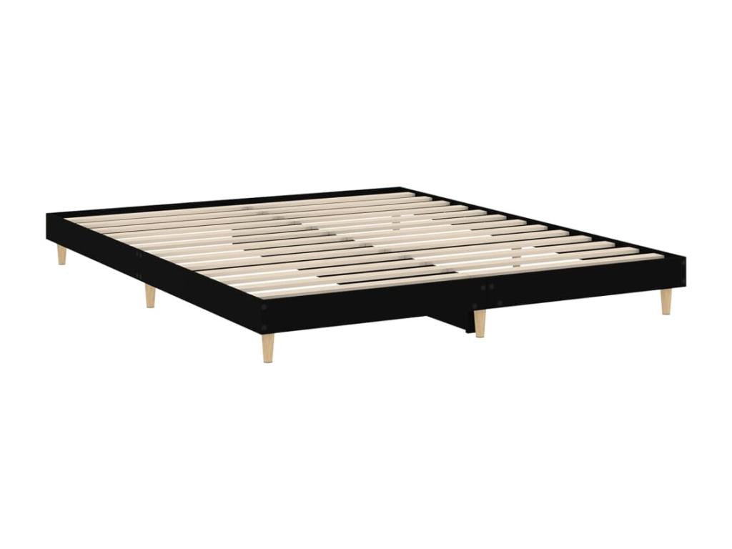 Struttura letto in legno ingegnerizzato nero, 200 x 200 cm