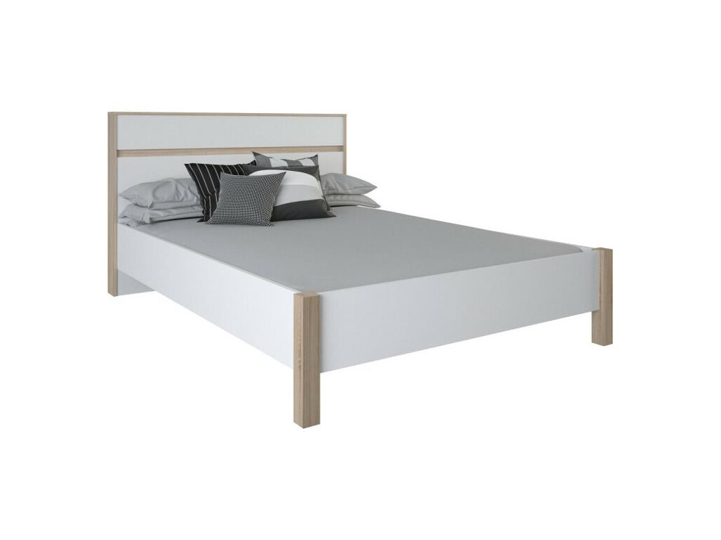 Letto in legno di rovere bianco, 140 x 190 cm