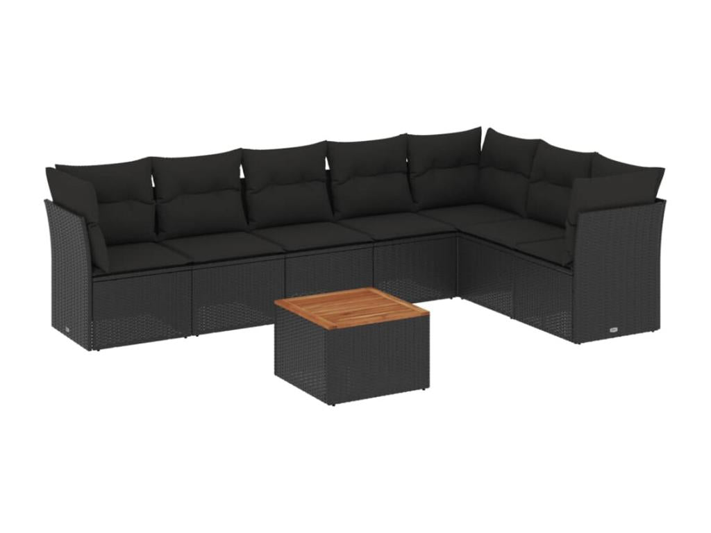 Set di mobili da esterno in vimini intrecciato in resina nera - dlz1766569146375