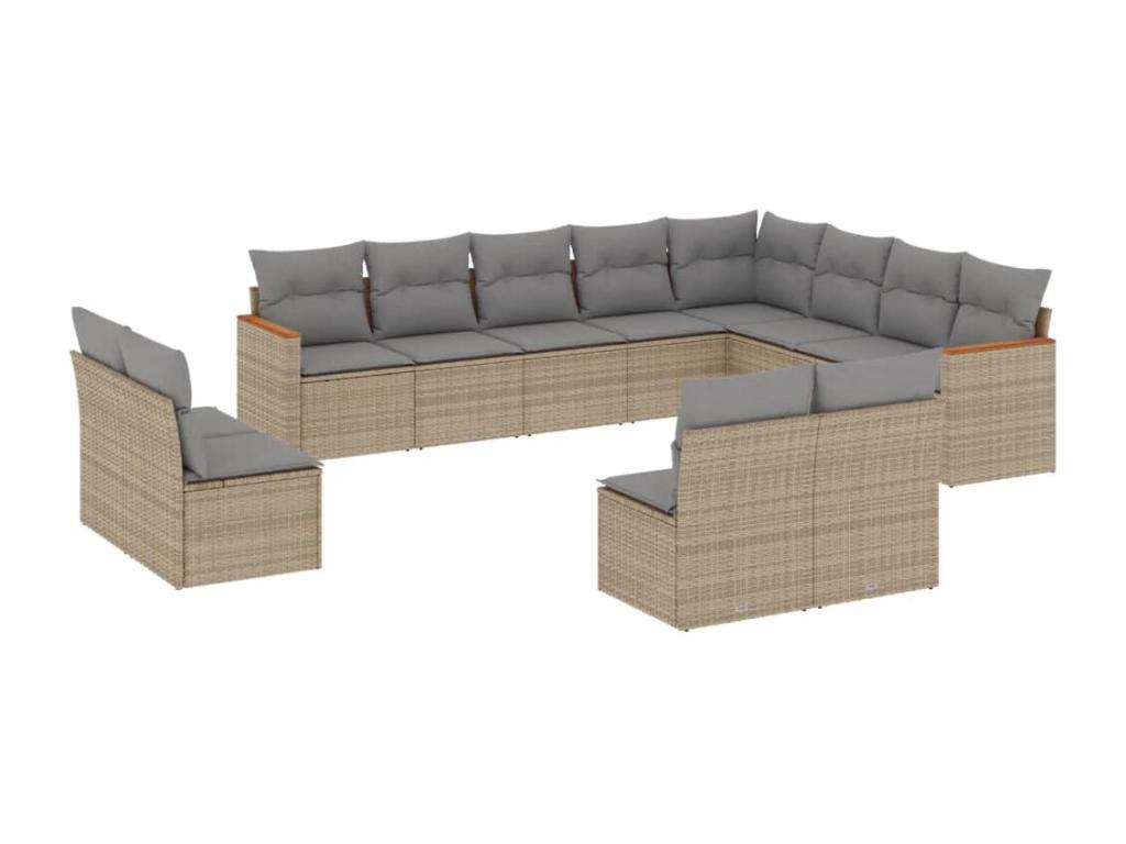 Set di mobili da esterno in vimini intrecciato in resina beige - dlz1766569376310