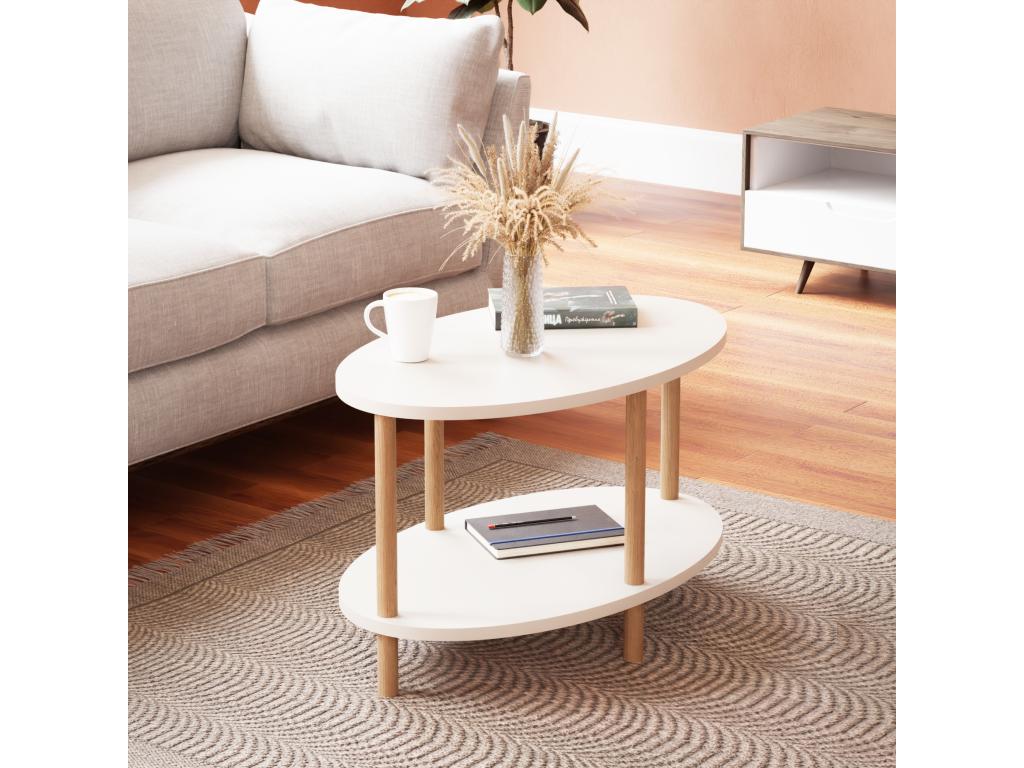 Tavolino da caffè bianco, 43 x 70 x 44 cm