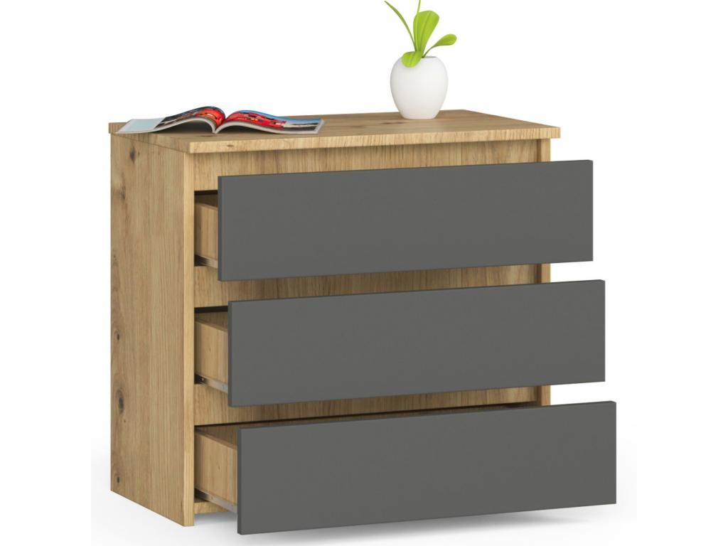 Tavolo in legno di rovere antracite, 60 x 35 x 57 cm