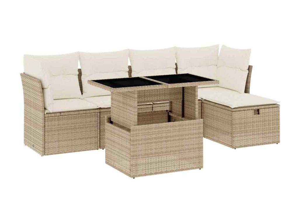 Set di mobili da esterno in vimini intrecciato in resina beige - dlz1766569443638
