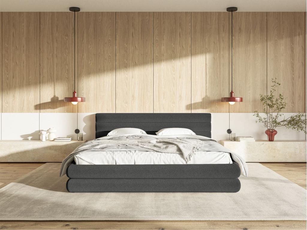 Letto in tessuto antracite, 180 x 200 cm