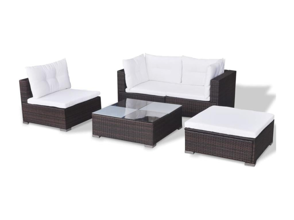 Set di mobili da esterno in vimini intrecciato in resina marrone - dlz1766569554975