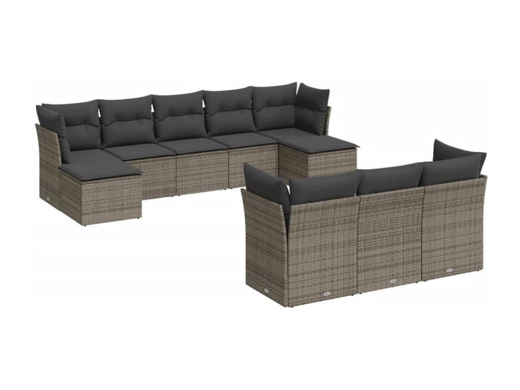 Set di mobili da esterno in vimini intrecciato in resina grigia - dlz1766569352826