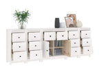 Credenza in legno massello bianco, 230 x 35 x 80 cm