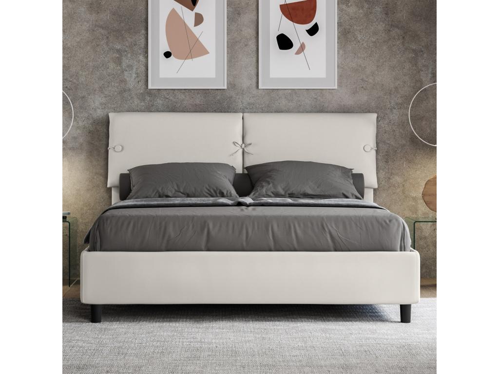 Letto in pelle bianca, 160 x 190 cm