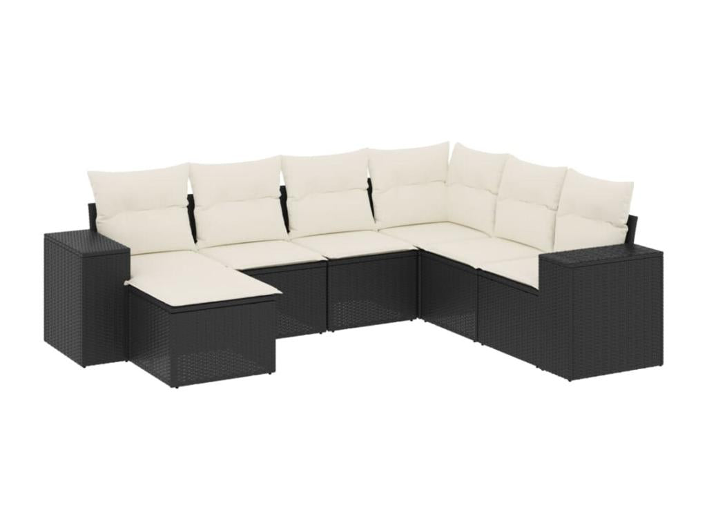 Set di mobili da esterno in vimini intrecciato in resina nera - dlz1766569091818