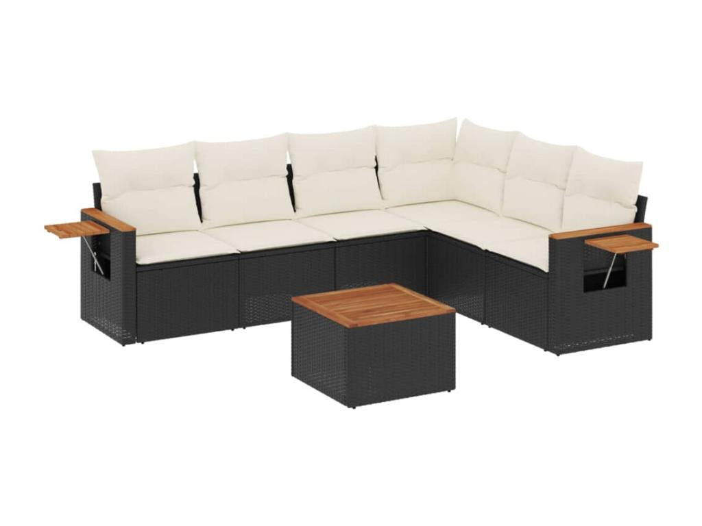 Set di mobili da esterno in vimini intrecciato in resina nera - dlz1766568818045