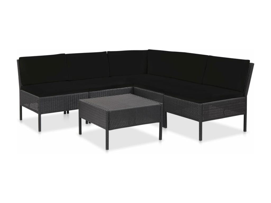 Set di mobili da esterno in vimini intrecciato in resina nera - dlz1766569563885