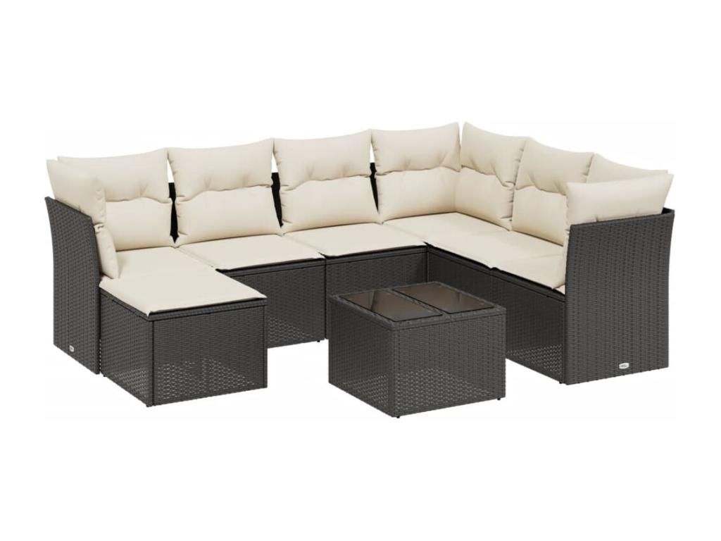 Set di mobili da esterno in vimini intrecciato in resina nera - dlz1766568952000