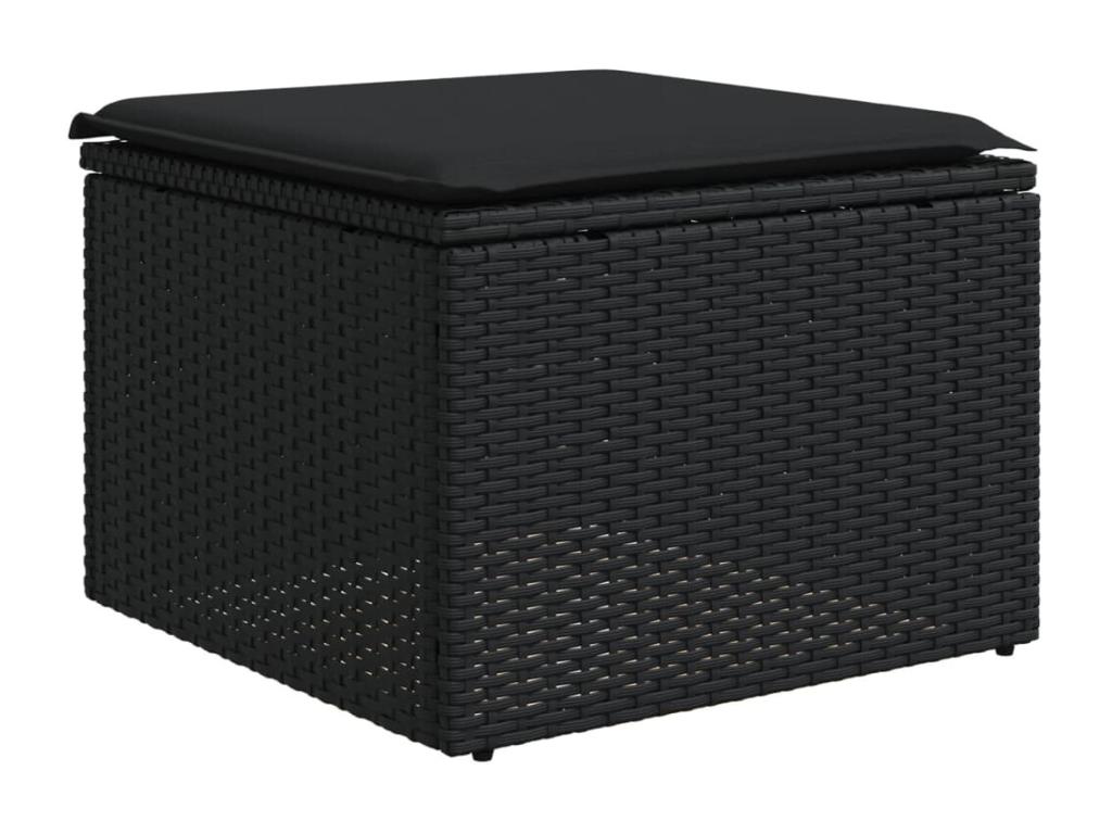 Set di mobili da esterno in vimini intrecciato in resina nera - dlz1766569002934