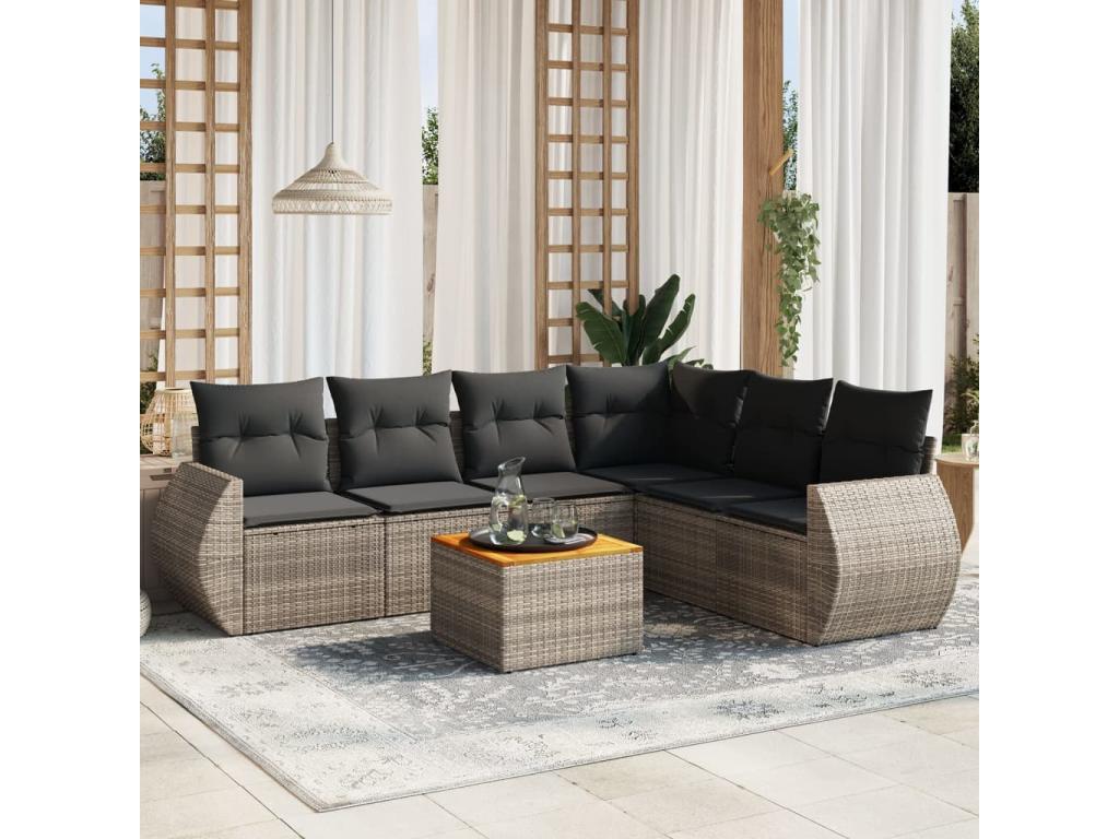 Set di mobili da esterno in vimini intrecciato in resina grigia - dlz1766568906108