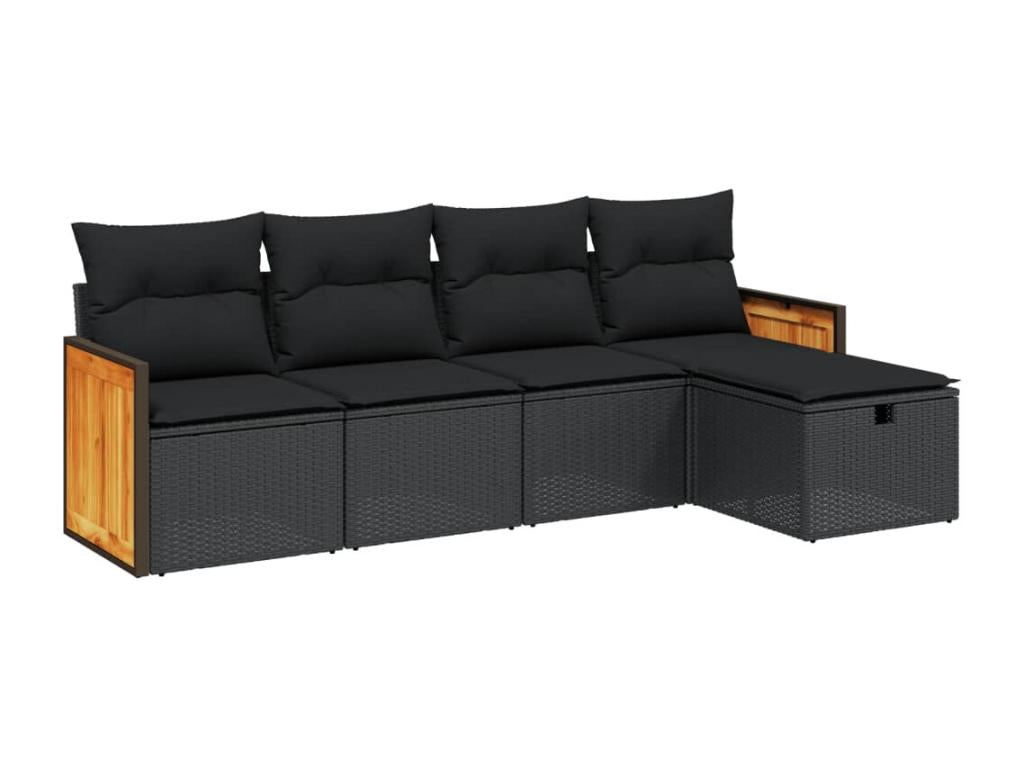 Set di mobili da esterno in vimini intrecciato in resina nera - dlz1766569551108